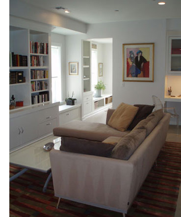 photo of living area with custom millwork