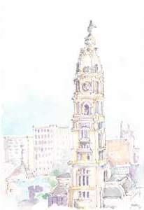water color of Philadelphia City Hall
