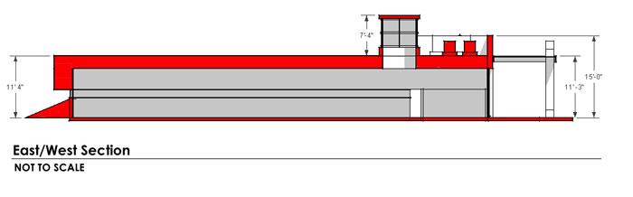 rendering of exterior of building east - west