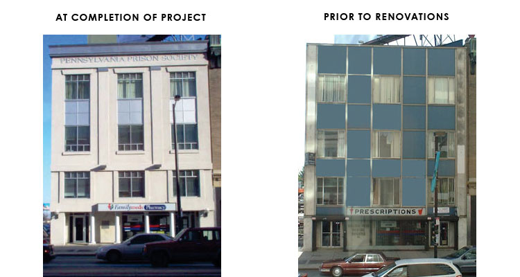 exterior space at completion and prior to renovations