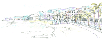 watercolor of beach